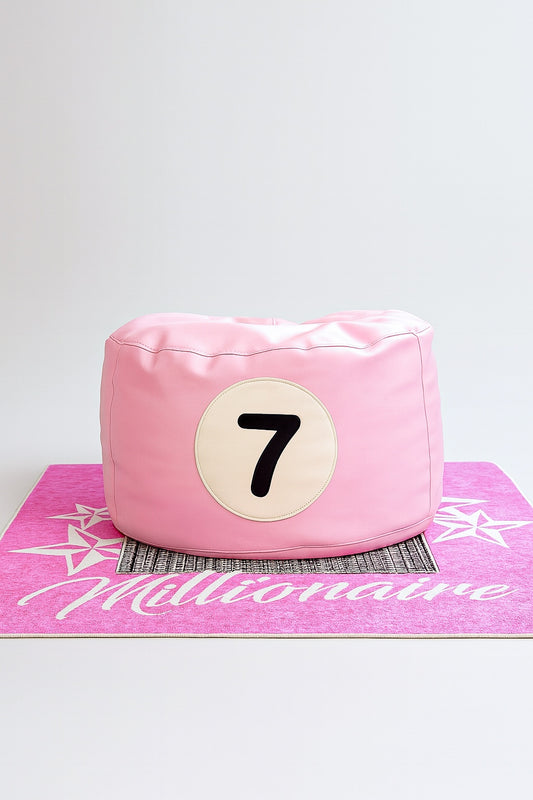 7 Pink Leather Bean Bag