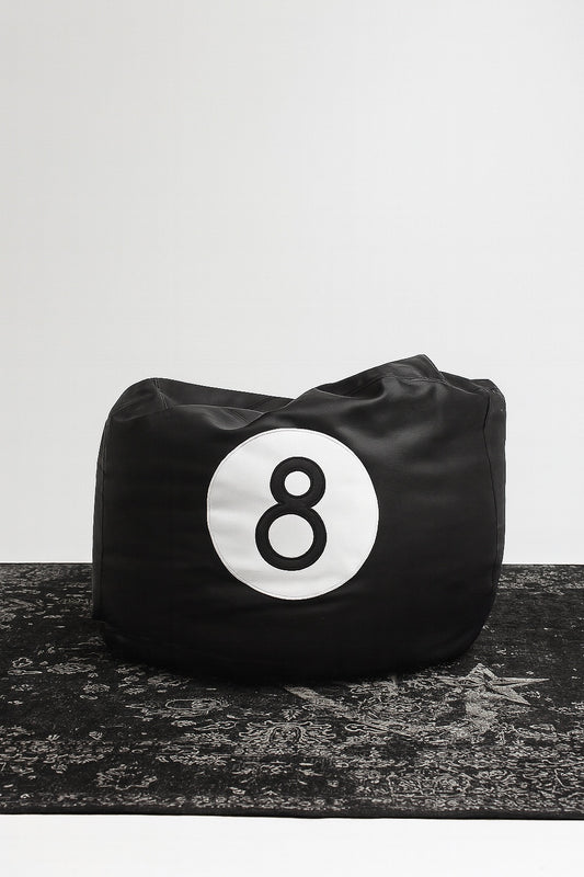 8 Black Leather Bean Bag